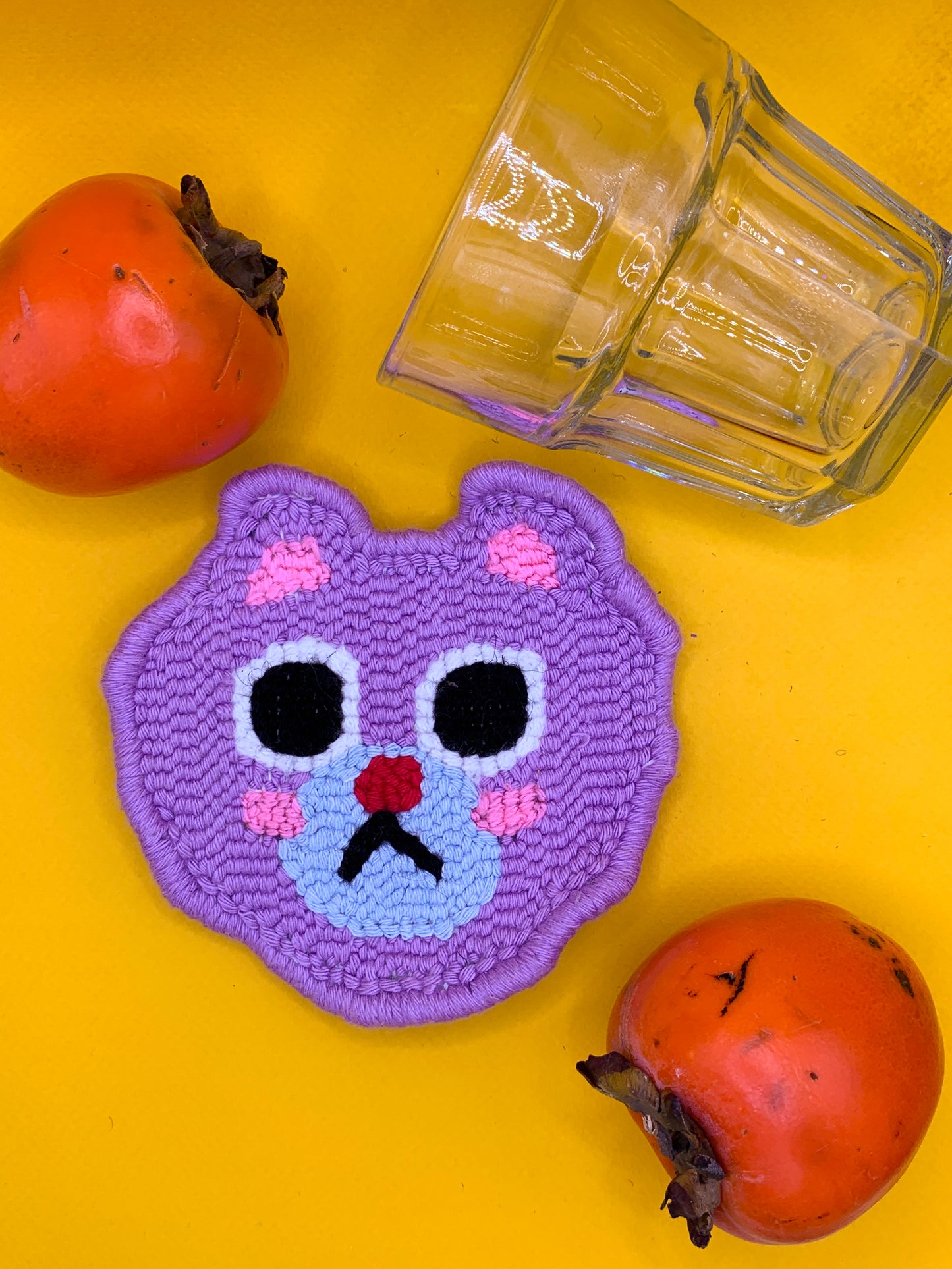Purple teddy bear coaster